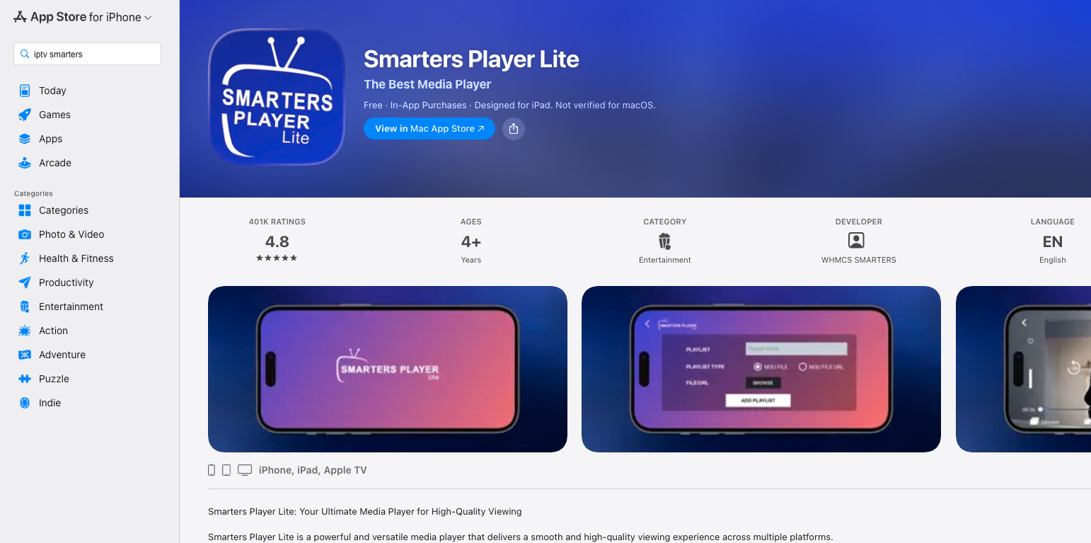 Install Smarters Player Lite