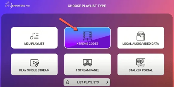 Choose the Xtream Codes login