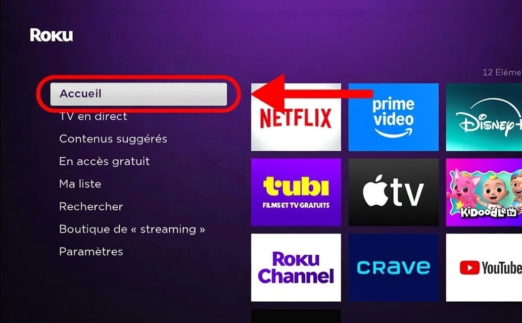 Open the Roku home menu